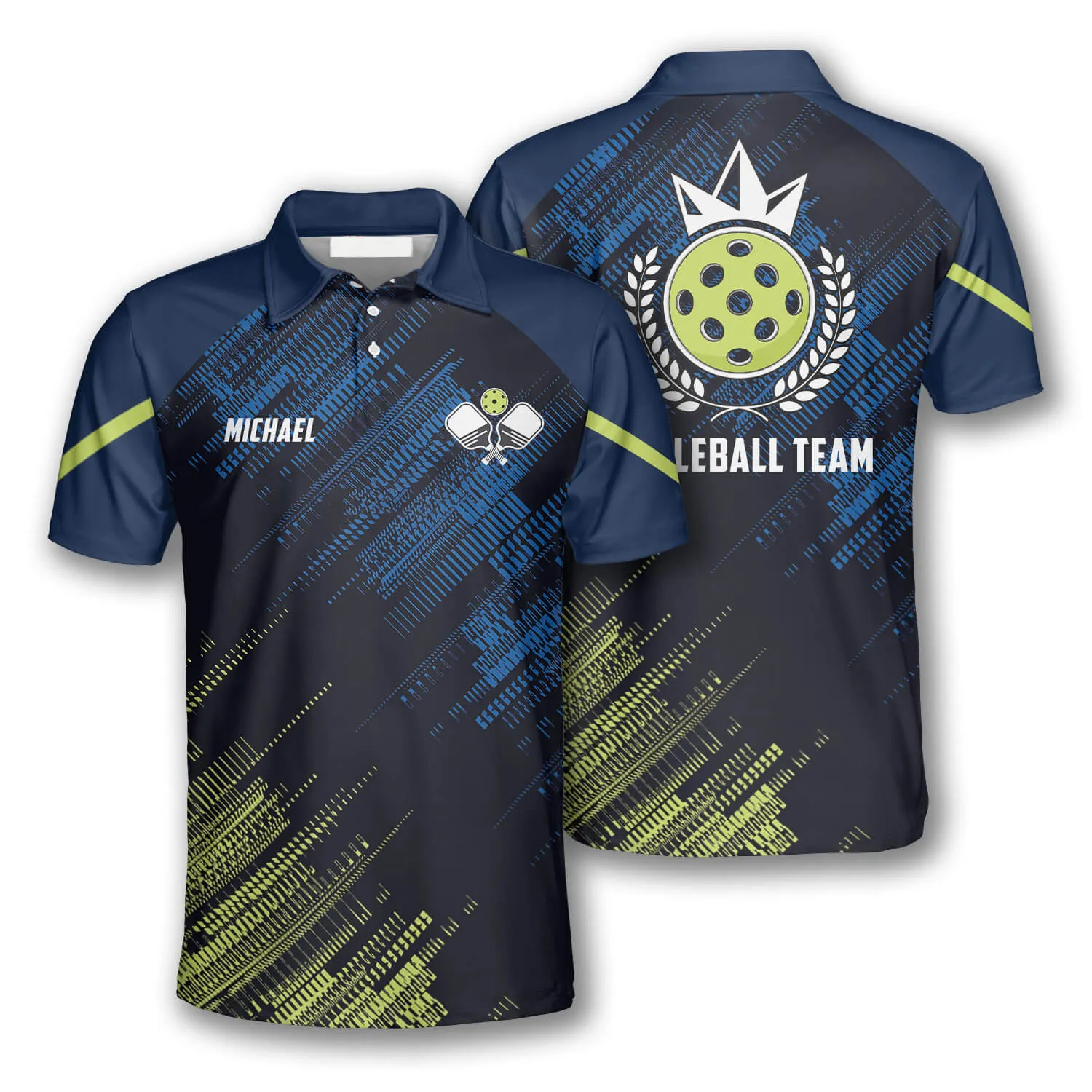 Green Blue Sports Style Custom Pickleball Shirts for Men