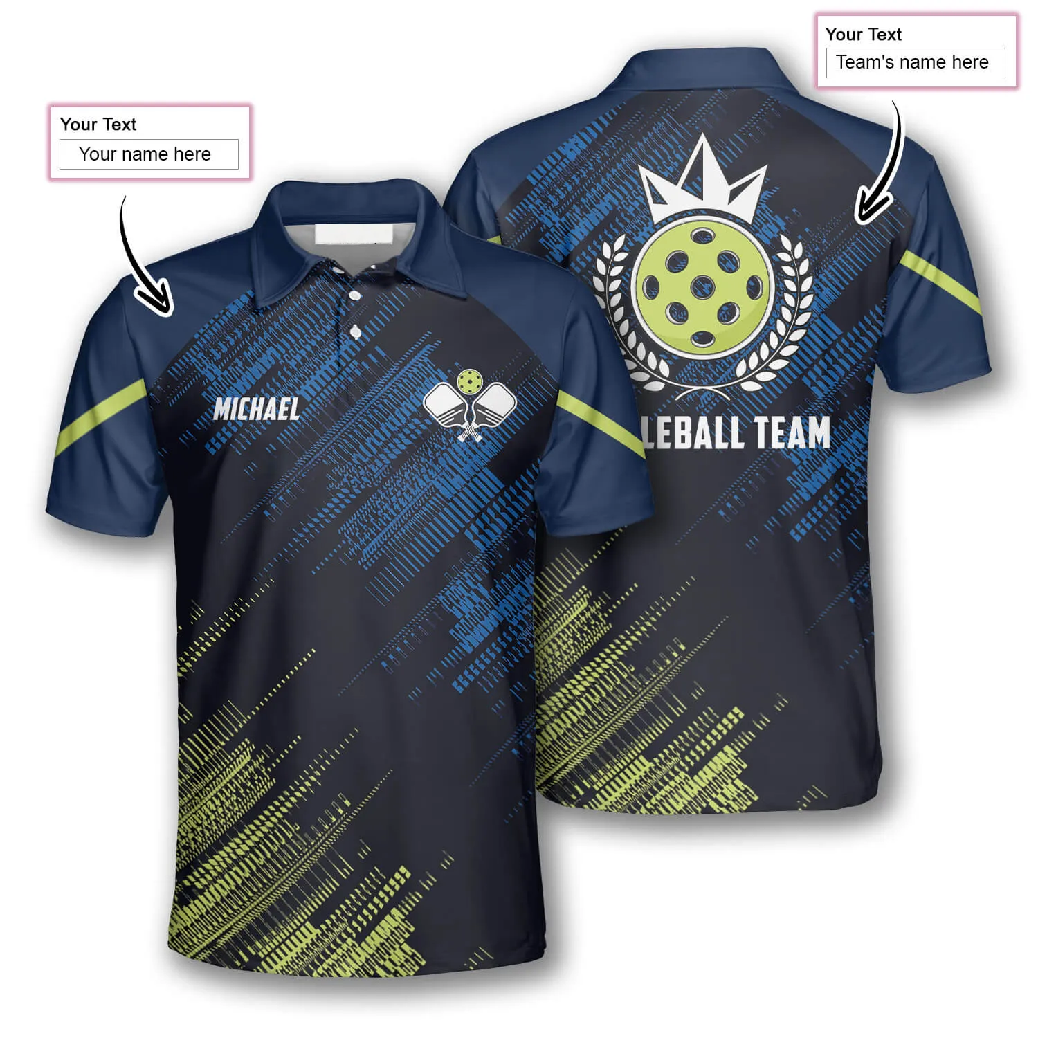 Green Blue Sports Style Custom Pickleball Shirts for Men