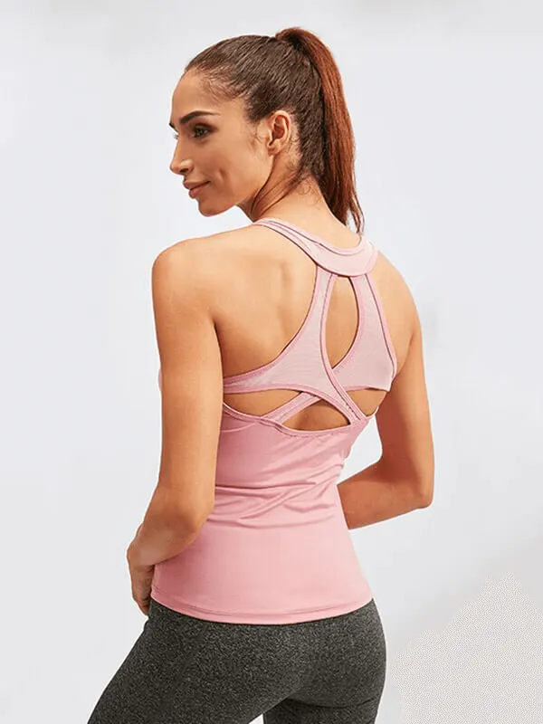 Gym Sports Women's Asymmetric Back Tank / Breathable Yoga Slim Tank Top - SF0005