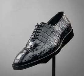 Handmade Genuine Alligator Embossed Leather Oxford Shoes For Men's