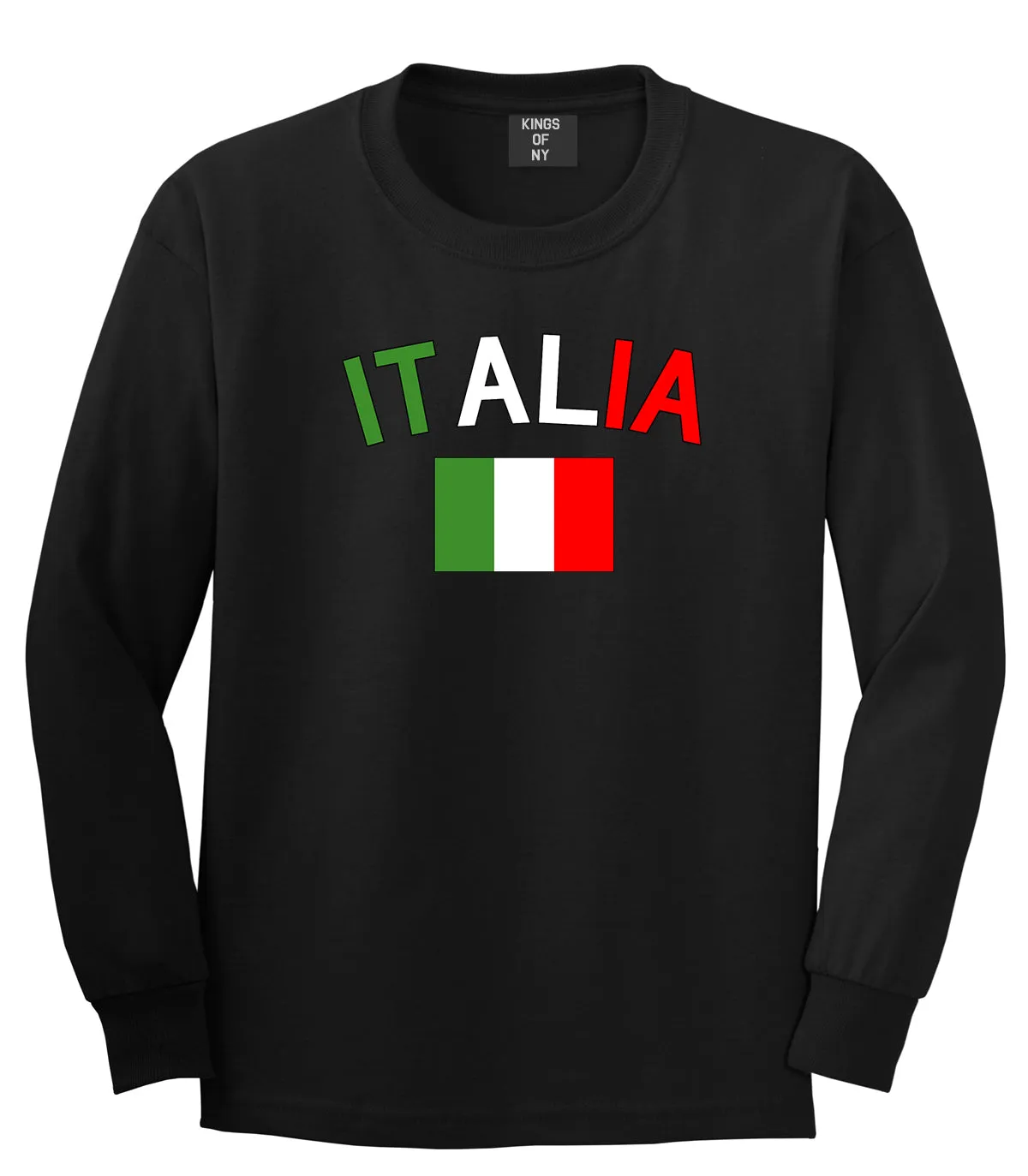 Italia With Flag Italy Futbol Mens Long Sleeve T-Shirt