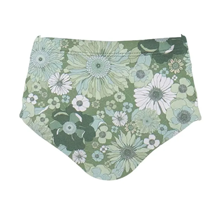 Maka-Hou Women High Waist Bikini Panties-GREEN FLOWER (Japanese Brand)