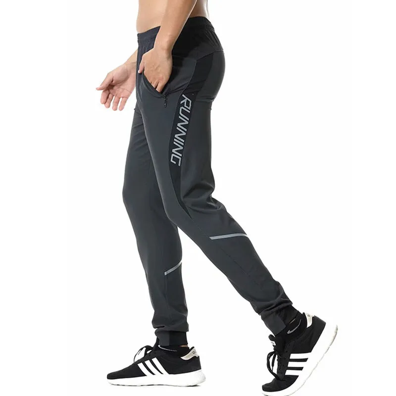 Men Running Pants zipper Reflective Football Soccer Sporting pant Training sport Pants Legging jogging Gym Trousers