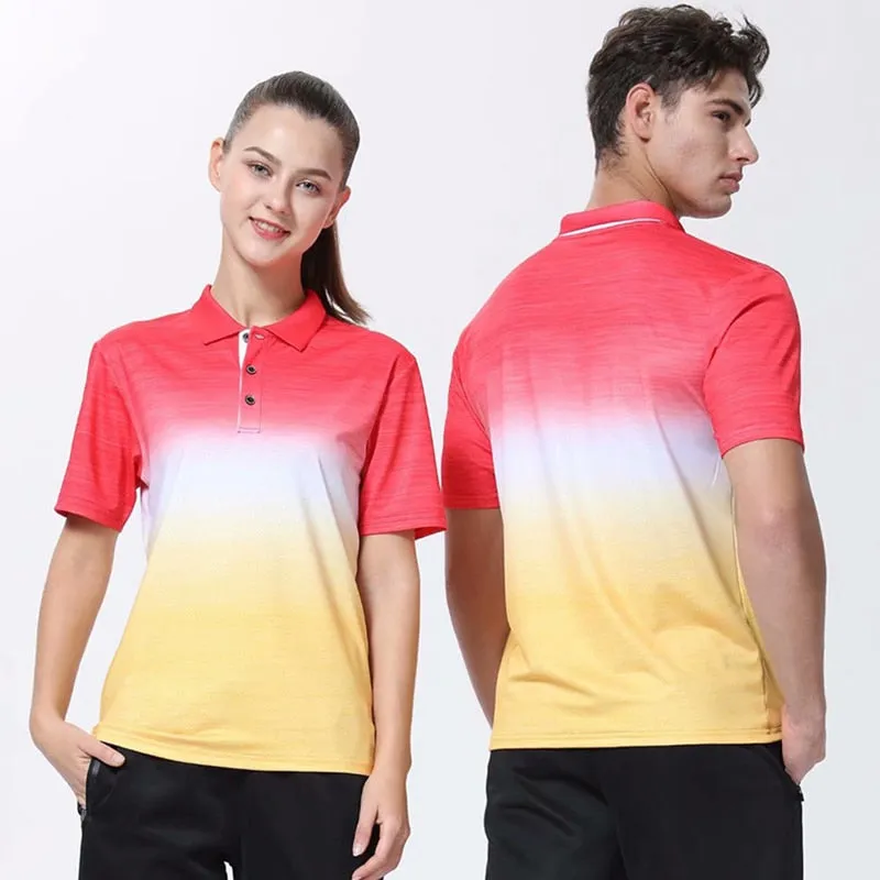 Men Tennis shirts Outdoor sports lapel-neck clothing Running workout badminton Short sleeves t-shirt tees tops