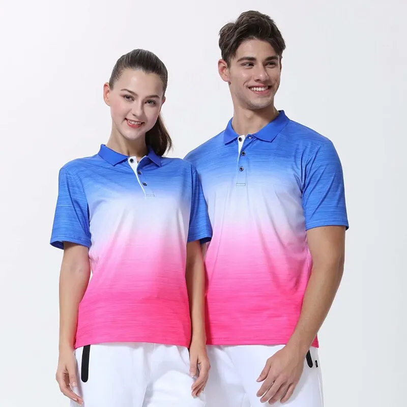 Men Tennis shirts Outdoor sports lapel-neck clothing Running workout badminton Short sleeves t-shirt tees tops