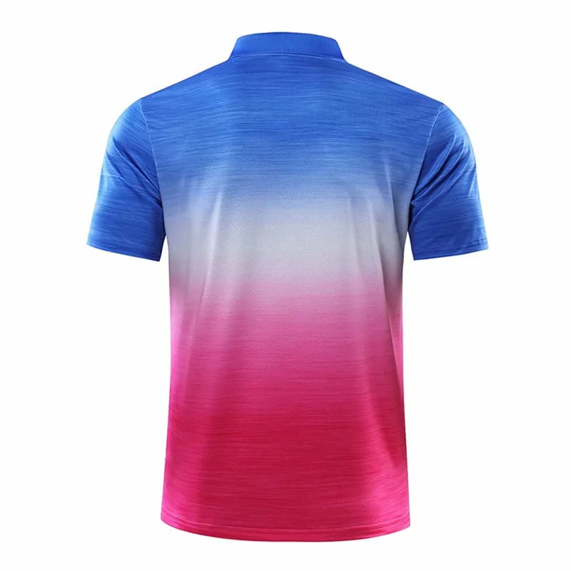 Men Tennis shirts Outdoor sports lapel-neck clothing Running workout badminton Short sleeves t-shirt tees tops