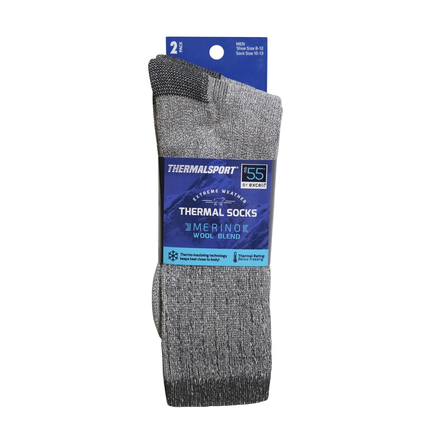 Merino Wool Thermal Socks, Warm Winter Boot Socks for Men, Size 10-13