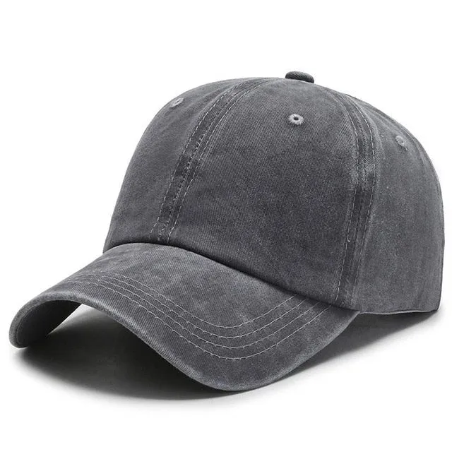 Plain Color Washed Cotton Trucker Baseball Adjustable Snapback Cap