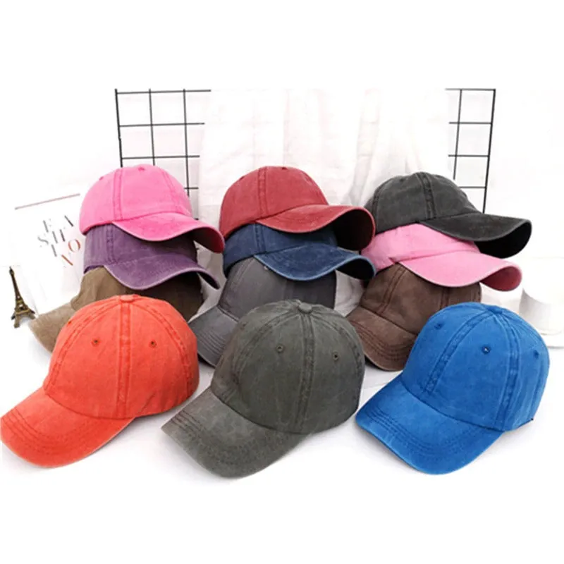 Plain Color Washed Cotton Trucker Baseball Adjustable Snapback Cap