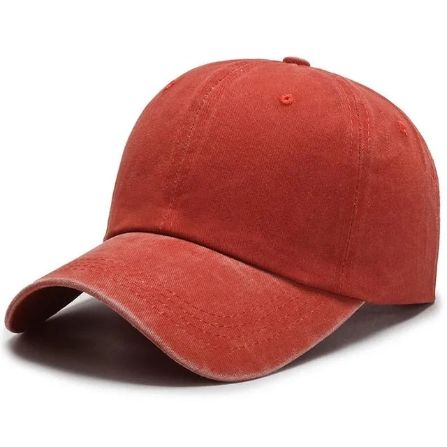 Plain Color Washed Cotton Trucker Baseball Adjustable Snapback Cap