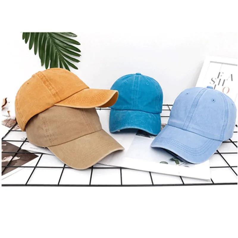 Plain Color Washed Cotton Trucker Baseball Adjustable Snapback Cap