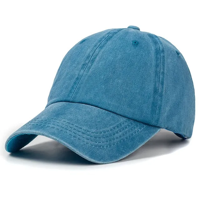 Plain Color Washed Cotton Trucker Baseball Adjustable Snapback Cap