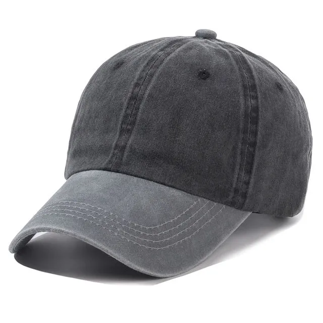 Plain Color Washed Cotton Trucker Baseball Adjustable Snapback Cap