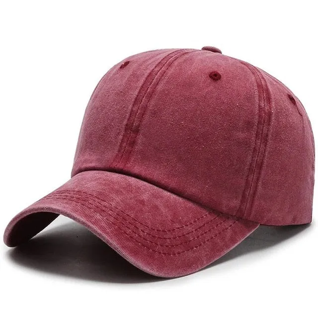 Plain Color Washed Cotton Trucker Baseball Adjustable Snapback Cap