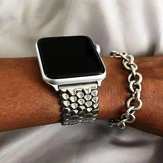 Silver Apple Watch Band Series Women's Steel Bracelet Strap