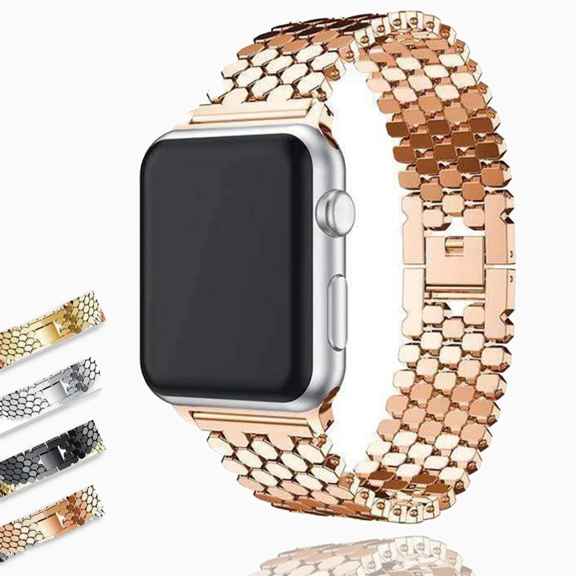 Silver Apple Watch Band Series Women's Steel Bracelet Strap