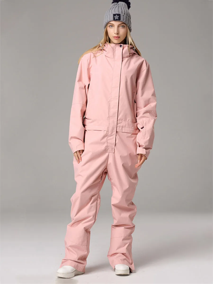 Solid Color Women One Piece Snowsuits