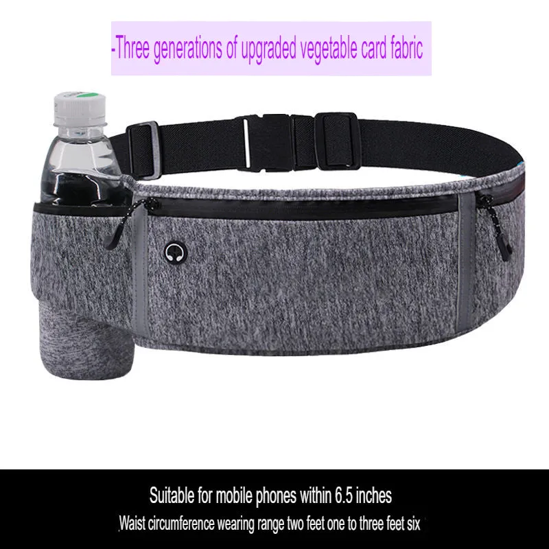 Sports waist bag for men and women, mobile phone running waist bag, invisible close-fitting waterproof multi-compartment outdoor square dance waist bag