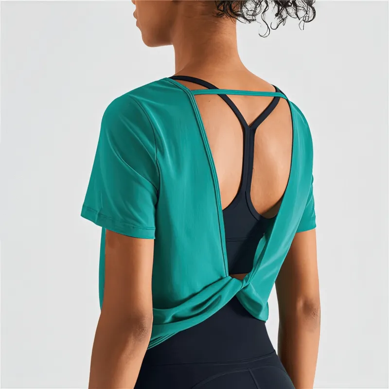 Stylish Quick-Drying Sports Women's Open Back T-Shirt - SF1319