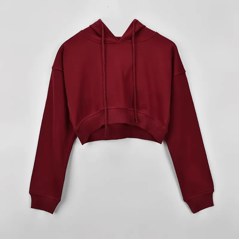 Stylish Women's Sports Hoodie / Cropped Long Sleeves Cuffed Sweatshirt - SF0091