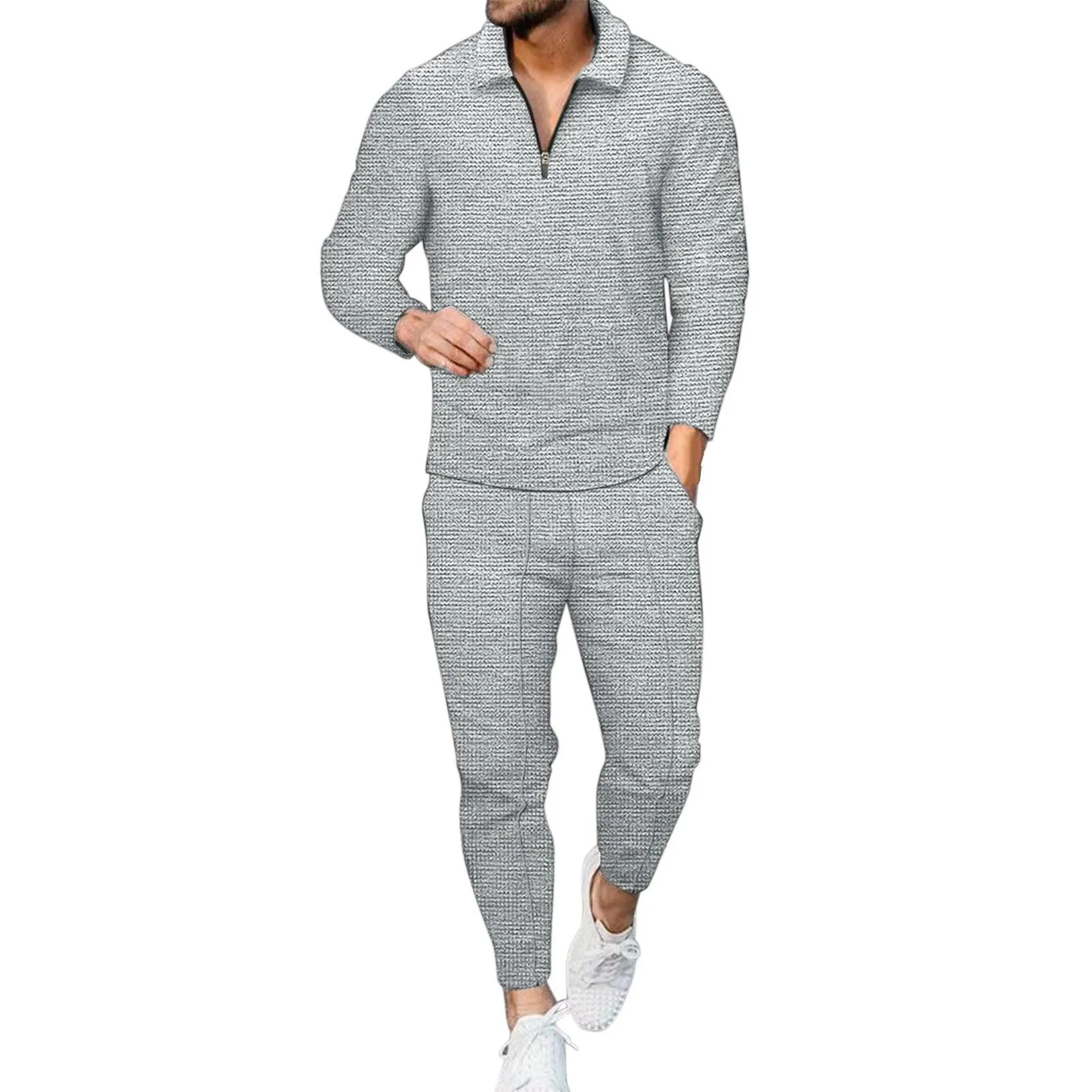 Summer Men's Two-Piece Long-Sleeve Sports and Leisure Pants Suit