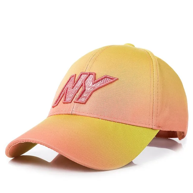 Tie Dye Cap Fashion NY Letter Embroidered Dazzling Baseball Adjustable Snapback Cap