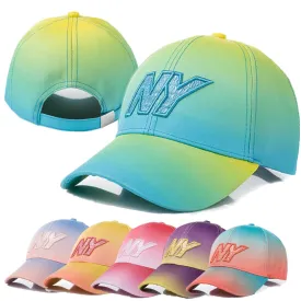 Tie Dye Cap Fashion NY Letter Embroidered Dazzling Baseball Adjustable Snapback Cap