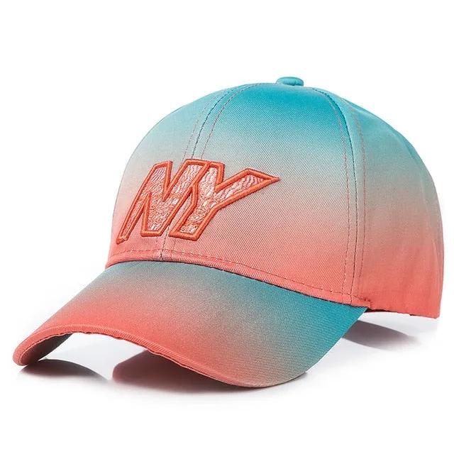 Tie Dye Cap Fashion NY Letter Embroidered Dazzling Baseball Adjustable Snapback Cap