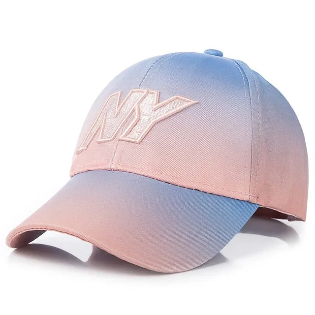 Tie Dye Cap Fashion NY Letter Embroidered Dazzling Baseball Adjustable Snapback Cap