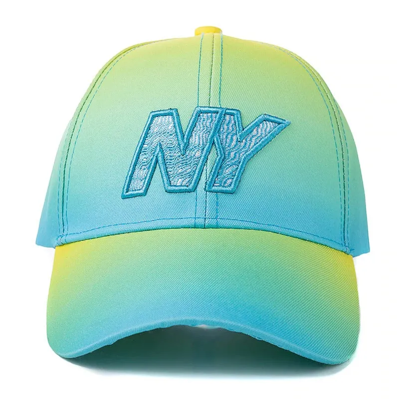 Tie Dye Cap Fashion NY Letter Embroidered Dazzling Baseball Adjustable Snapback Cap