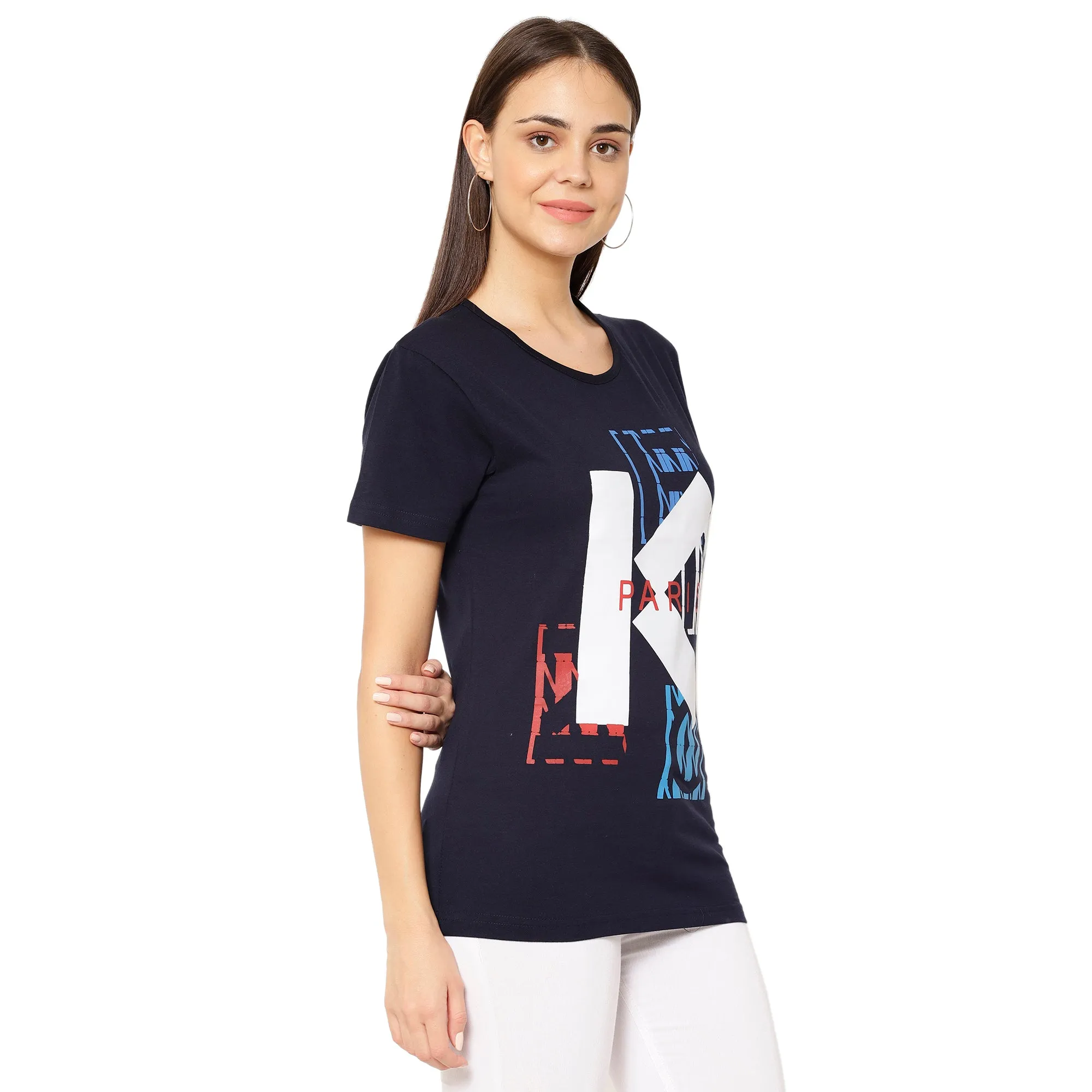 Vimal Jonney Dark Blue Color T-shirt For Women