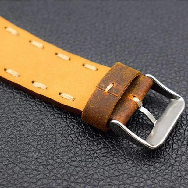 Vintage Style Leather Strap for Series Stitched Tooled iWatch