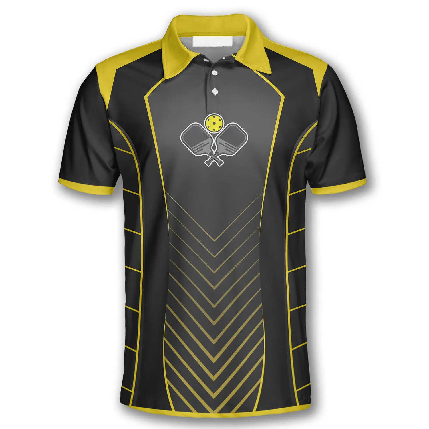 Yellow Black Sports Style Emblem Custom Pickleball Shirts for Men